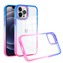 For iPhone 14 PRO Case Color Fading Gradient Two Tone Frame Hybrid Phone Cover