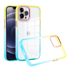 For iPhone 14 PRO MAX Case Color Fading Gradient Two Tone Frame Hybrid Cover