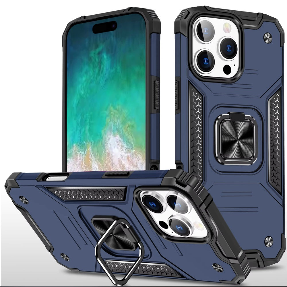 For iPhone 16 PRO MAX Case Rugged Magnetic Stand Shockproof + Tempered Glass