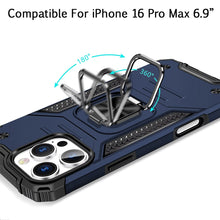 For iPhone 16 PRO MAX Case Rugged Magnetic Stand Shockproof + Tempered Glass