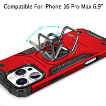 For iPhone 16 PRO MAX Case Rugged Magnetic Stand Shockproof + Tempered Glass