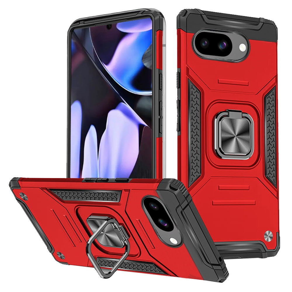 For Google Pixel 9a Case Magnetic Kickstand Shockproof Cover + Tempered Glass