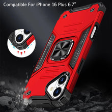 For iPhone 16 Plus 6.7in Case Rugged Magnetic Stand Shockproof + Tempered Glass