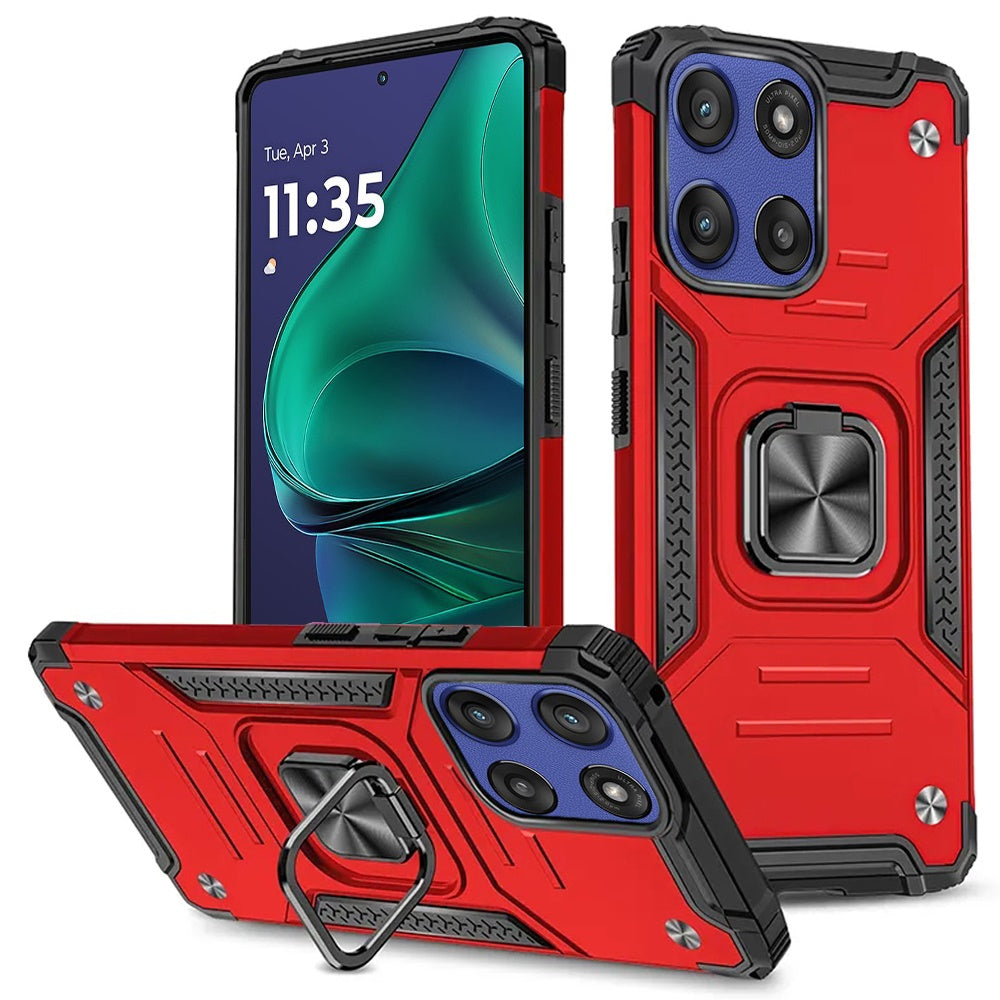 For Moto G Stylus 2025 Case Magnetic Kickstand Shockproof Hybrid +Tempered Glass