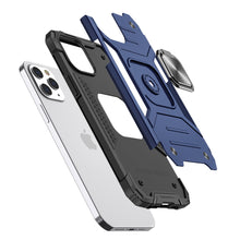 For iPhone XR Case Magnetic Kickstand Shockproof Phone Cover + Tempered Glass