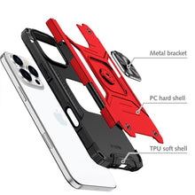 For iPhone 16 Pro 6.3in Case Rugged Magnetic Stand Shockproof + Tempered Glass