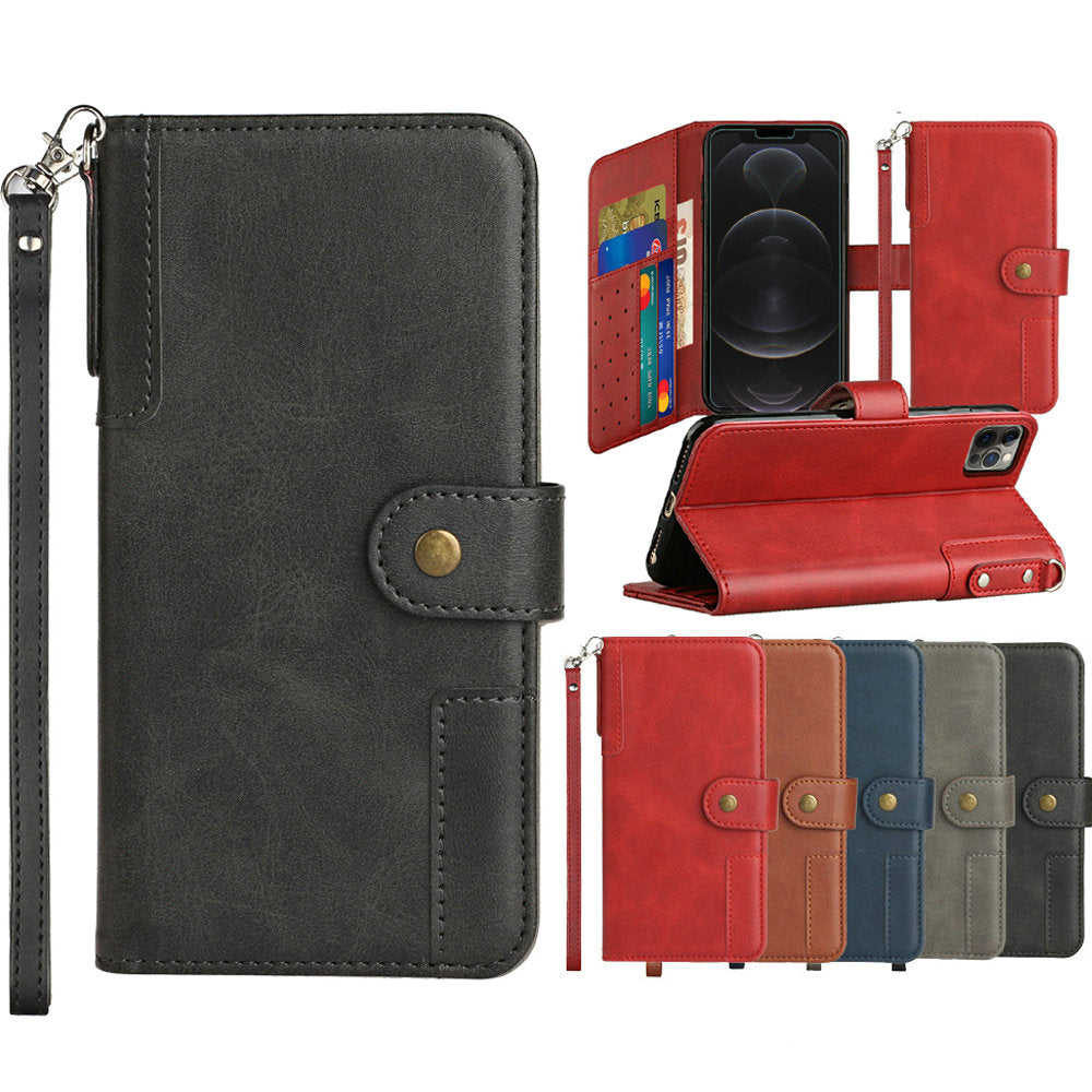 For iPhone 15 PRO Case Phone Wallet PU Leather w/ Card Slots + 2 Tempered Glass