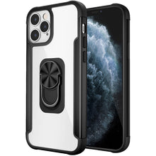 For iPhone 11 6.1 in. Case Aluminum Alloy Magnetic Ring Stand + Tempered Glass