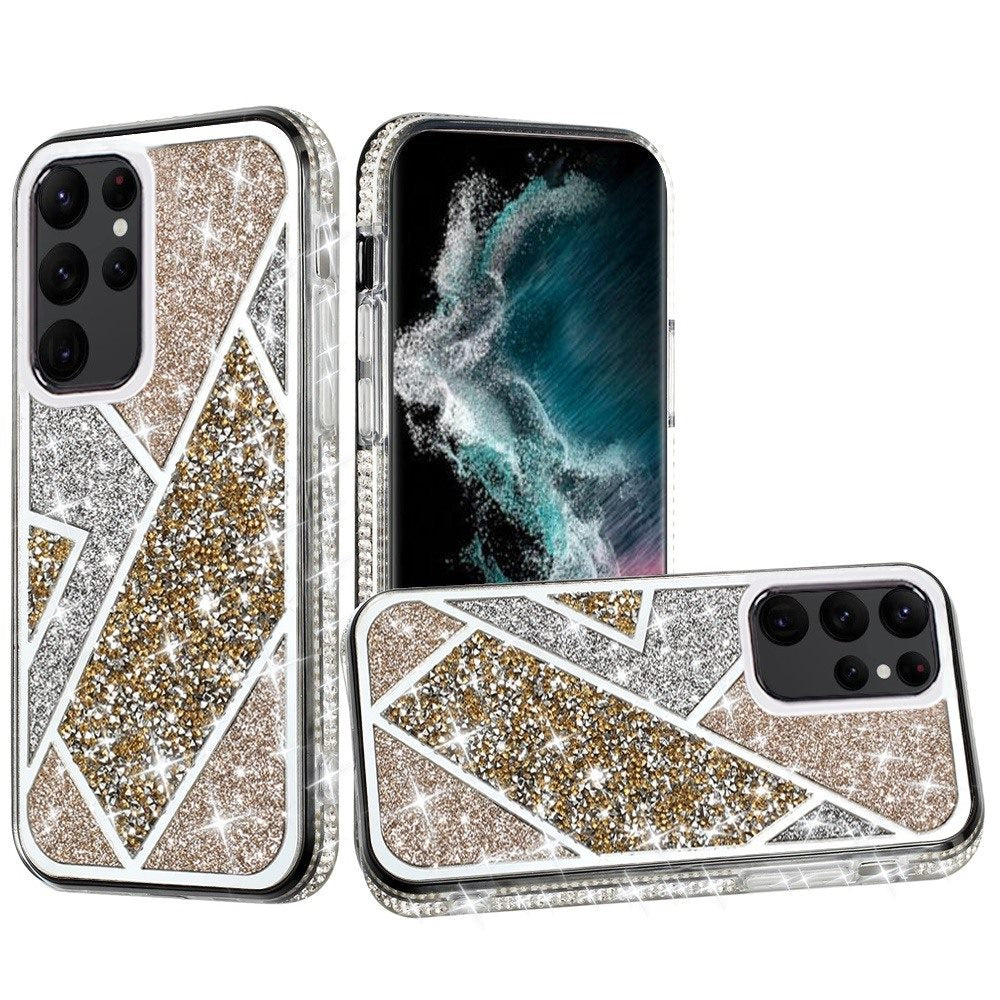 For iPhone 15 PRO Case Rhombus Bling Glitter Diamond Cover + 2 Tempered Glass