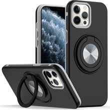For iPhone 11 Pro Max Case Solid Rugged Magnetic with Ring Stand +Tempered Glass