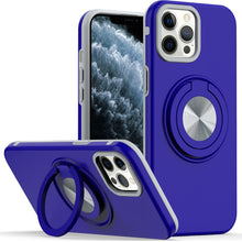 For iPhone 11 Pro Max Case Solid Rugged Magnetic with Ring Stand +Tempered Glass