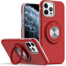For iPhone 11 Pro Max Case Solid Rugged Magnetic with Ring Stand +Tempered Glass