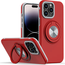 For iPhone 14 PRO MAX 6.7 in. Case Solid Rugged Magnetic Circle with Ring Stand