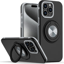 For iPhone 15 Pro Max Case Solid Rugged Magnetic Ring Stand + 2 Tempered Glass
