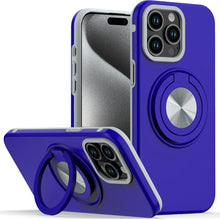 For iPhone 15 Pro Max Case Solid Rugged Magnetic Ring Stand + 2 Tempered Glass