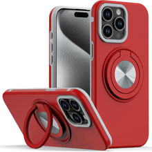 For iPhone 15 Pro Max Case Solid Rugged Magnetic Ring Stand + 2 Tempered Glass