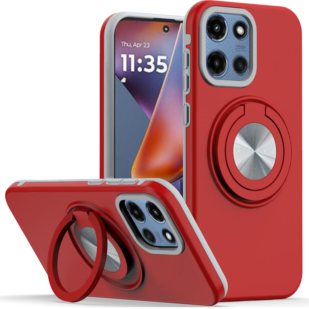 For Moto G 2025 Case Solid Rugged Magnetic with Ring Stand + Tempered Glass