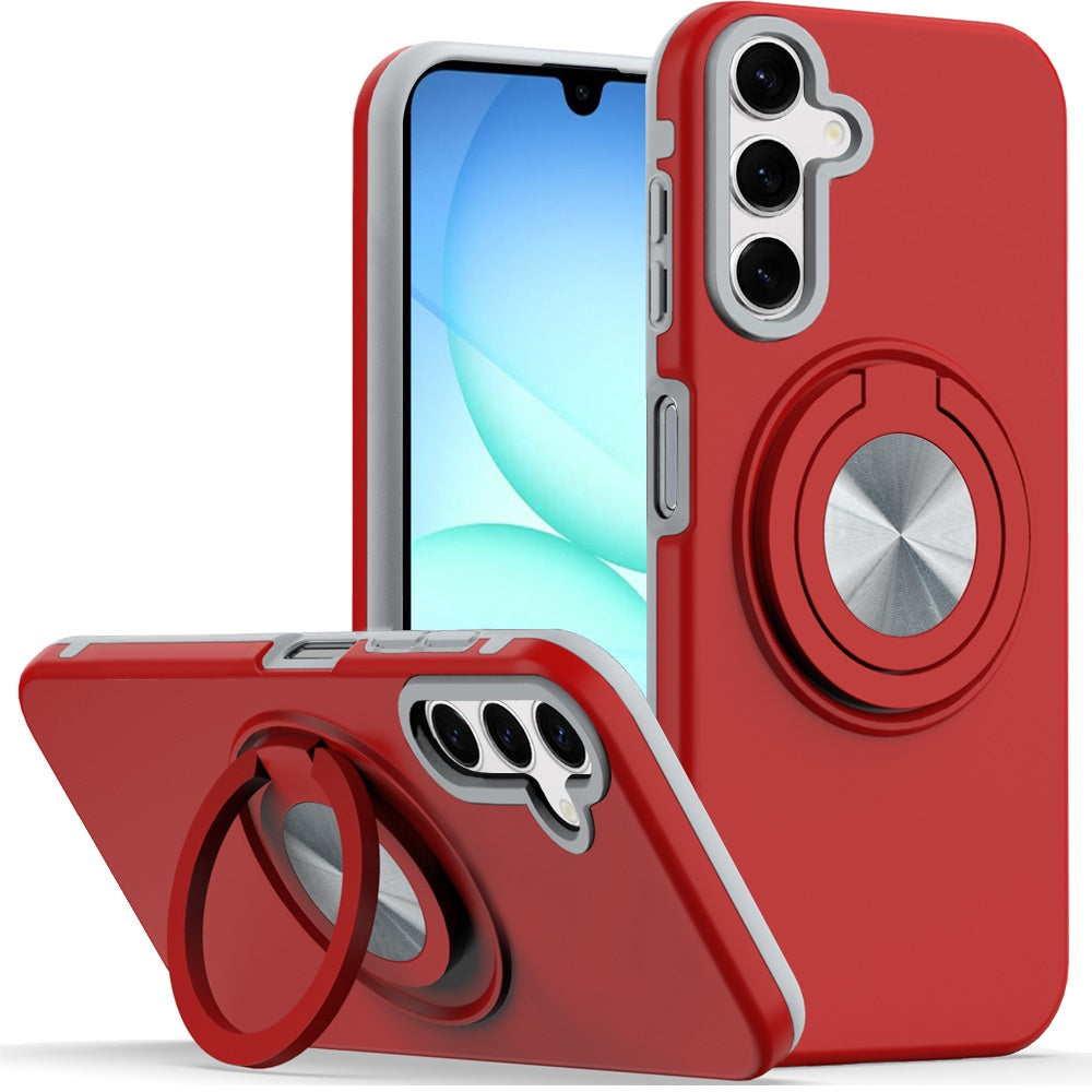 For Samsung A17 5G Case Solid Rugged Magnetic with Ring Stand + Tempered Glass