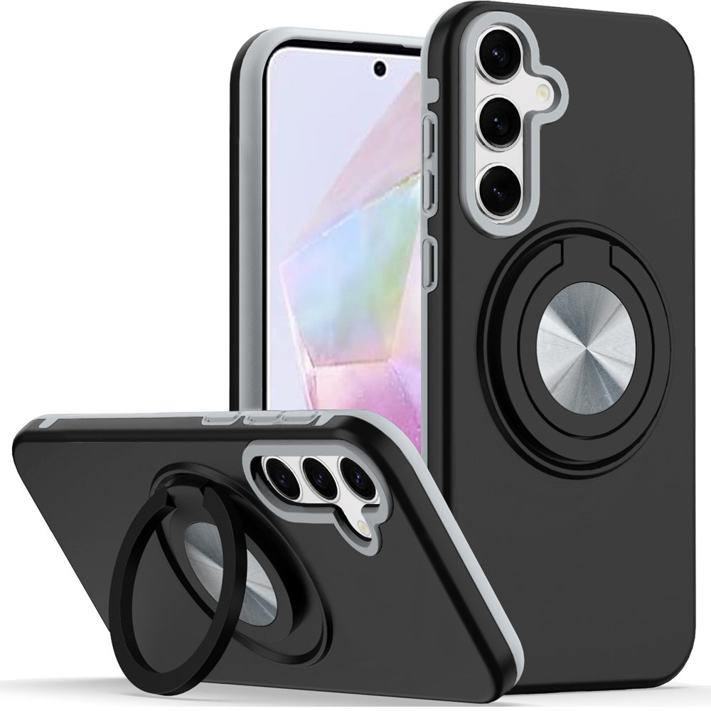 For Samsung A36 Case Solid Rugged Magnetic with Ring Stand + Tempered Glass