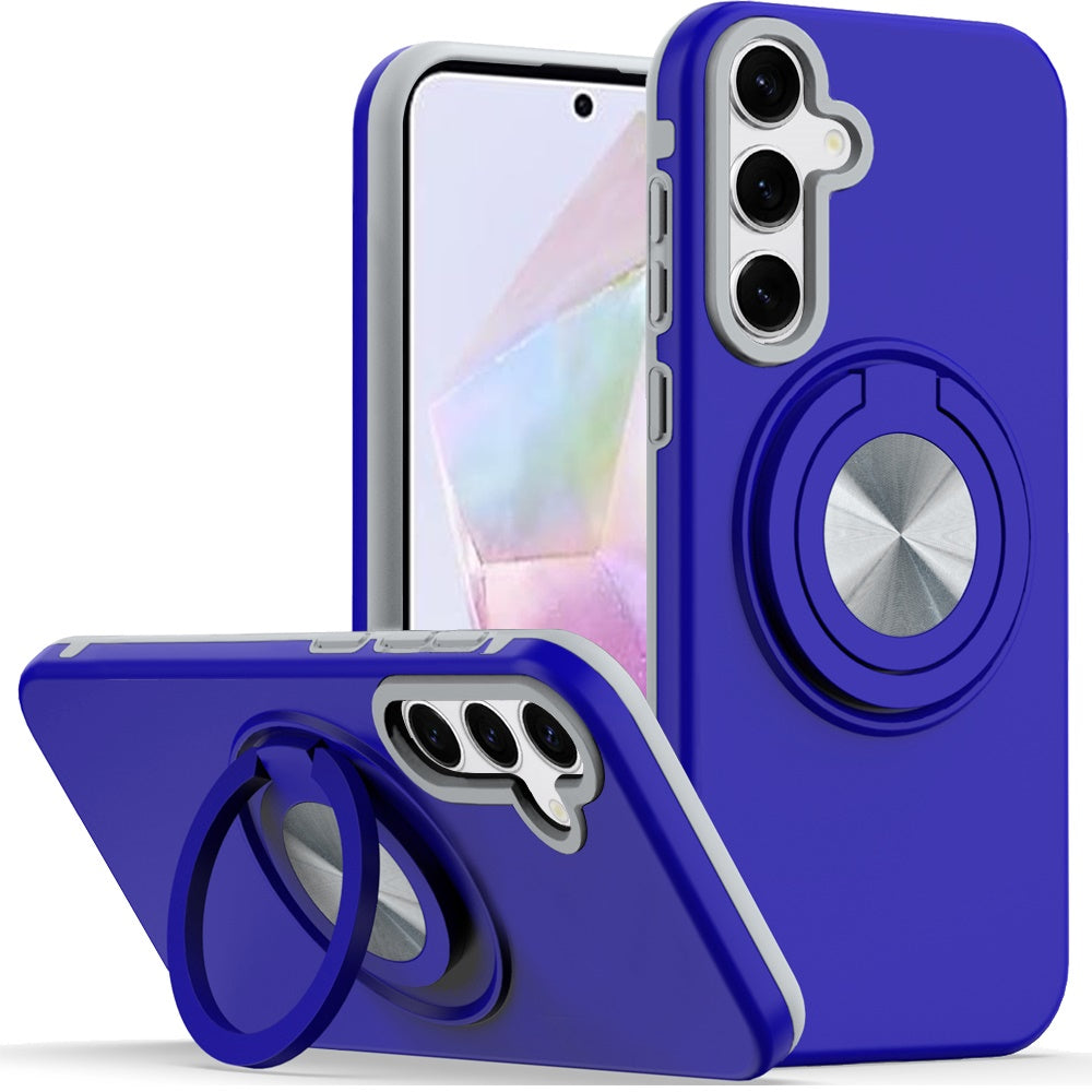For Samsung A36 Case Solid Rugged Magnetic with Ring Stand + Tempered Glass