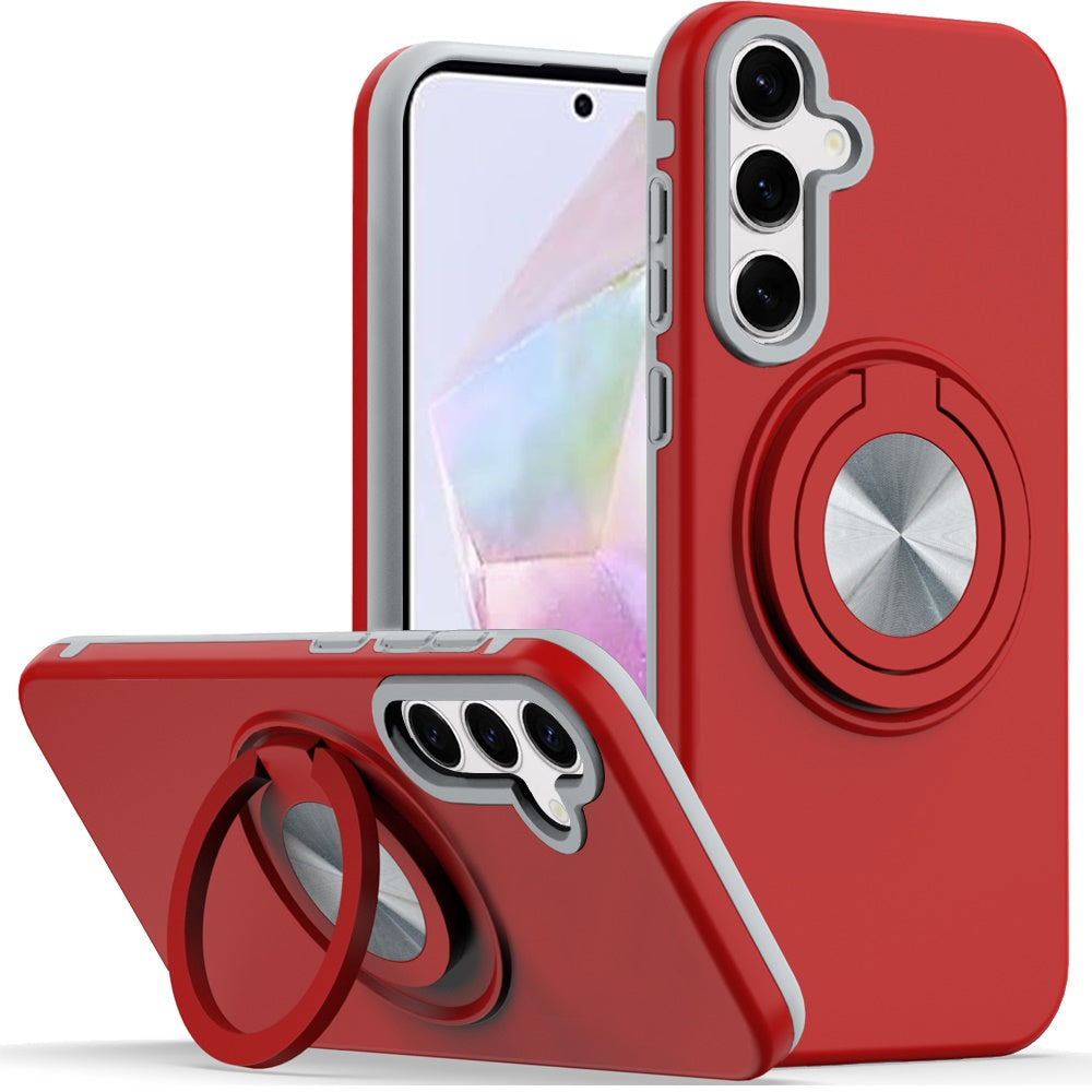 For Samsung A36 Case Solid Rugged Magnetic with Ring Stand + Tempered Glass