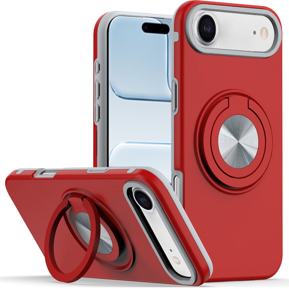 For iPhone Air Case Solid Rugged Shockproof Cover w/ 360 Stand + Tempered Glass