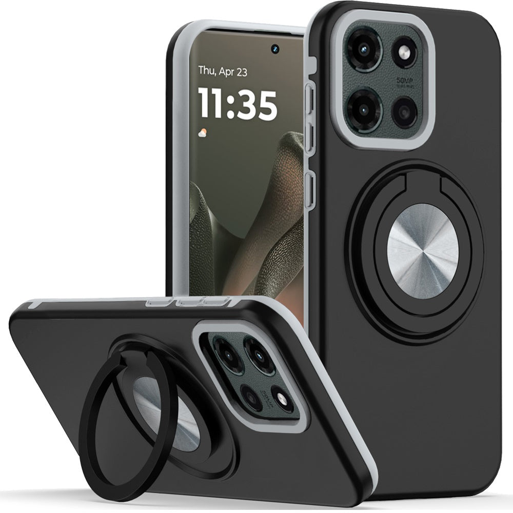 For Motorola Edge 2025 Case Solid Rugged Magnetic Ring Doubles as Stand Cover