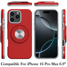 For iPhone 16 PRO MAX Case Solid Rugged Magnetic with Ring Stand +Tempered Glass