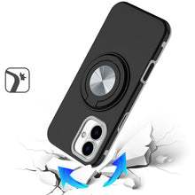 For iPhone 16 Plus 6.7in Solid Rugged Shockproof with 360 Stand + Tempered Glass