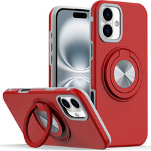For iPhone 16 Plus 6.7in Solid Rugged Shockproof with 360 Stand + Tempered Glass