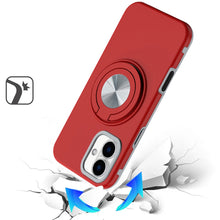 For iPhone 16 Plus 6.7in Solid Rugged Shockproof with 360 Stand + Tempered Glass