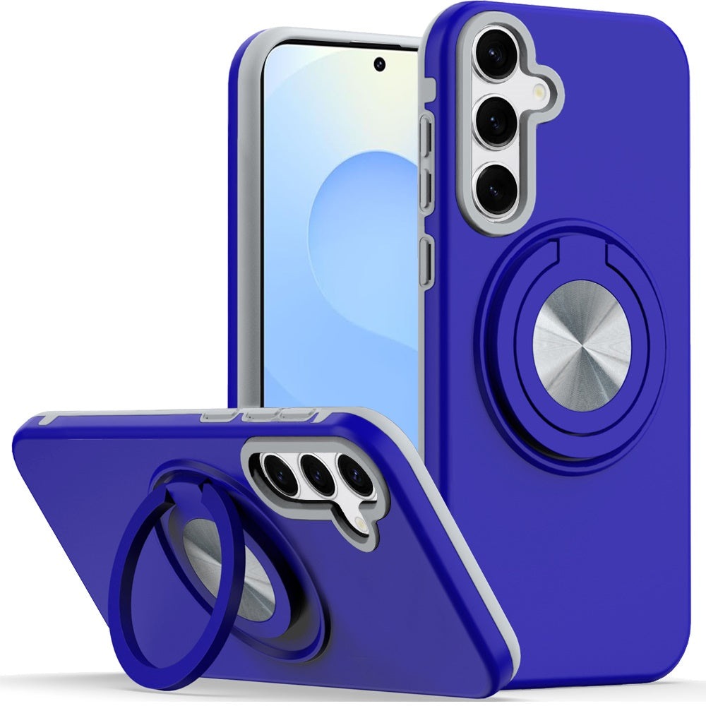 For Moto G Power 2025 Case Solid Rugged Magnetic w/ Ring Stand + Tempered Glass