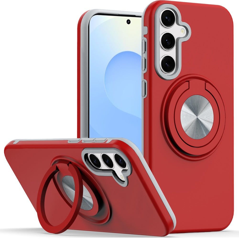 For Moto G Power 2025 Case Solid Rugged Magnetic w/ Ring Stand + Tempered Glass