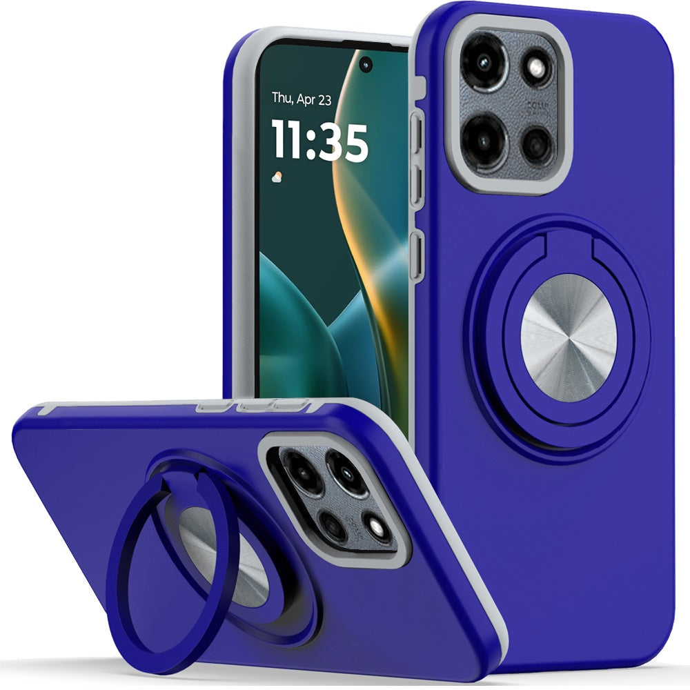 For Moto G Stylus 2025 Case Solid Rugged Magnetic Ring Stand + Tempered Glass