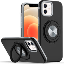 For iPhone 12/12 Pro Case Solid Rugged Magnetic with Ring Stand + Tempered Glass