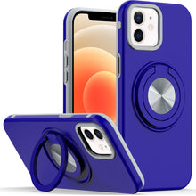 For iPhone 12/12 Pro Case Solid Rugged Magnetic with Ring Stand + Tempered Glass