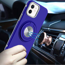 For iPhone 12/12 Pro Case Solid Rugged Magnetic with Ring Stand + Tempered Glass