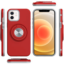 For iPhone 12/12 Pro Case Solid Rugged Magnetic with Ring Stand + Tempered Glass