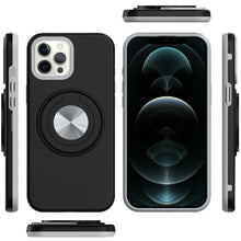 For iPhone 12 Pro Max Case Solid Rugged Magnetic w/ Ring Stand + Tempered Glass