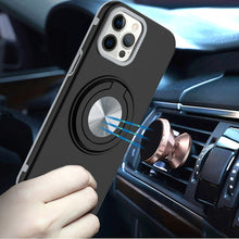 For iPhone 12 Pro Max Case Solid Rugged Magnetic w/ Ring Stand + Tempered Glass