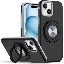 For iPhone 15 Case Solid Rugged Magnetic with Ring Stand + 2 Tempered Glass