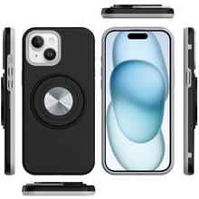 For iPhone 15 Case Solid Rugged Magnetic with Ring Stand + 2 Tempered Glass