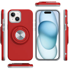 For iPhone 15 Case Solid Rugged Magnetic with Ring Stand + 2 Tempered Glass