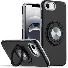 For iPhone 16e Case Solid Rugged Magnetic Cover with Ring Stand + Tempered Glass