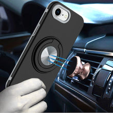 For iPhone 16e Case Solid Rugged Magnetic Cover with Ring Stand + Tempered Glass