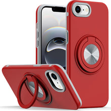 For iPhone 16e Case Solid Rugged Magnetic Cover with Ring Stand + Tempered Glass