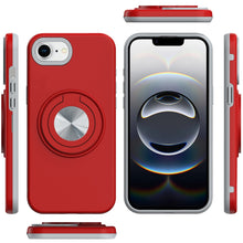 For iPhone 16e Case Solid Rugged Magnetic Cover with Ring Stand + Tempered Glass