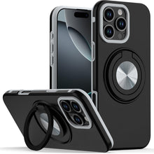 For iPhone 16 Pro 6.3in Case Solid Rugged Magnetic w/ Ring Stand +Tempered Glass