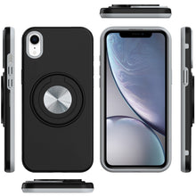 For iPhone XR Case Solid Rugged Shockproof Cover with 360 Stand + Tempered Glass