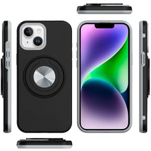 For iPhone 13/14 Case Solid Rugged Magnetic with Ring Stand + Tempered Glass